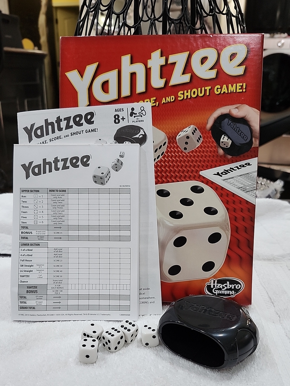Yahtzee Classic Dice Game by Hasbro - Red Box with White Dice